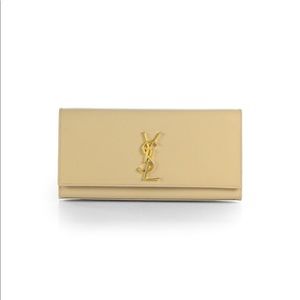 YSL Kate Monogram Clutch in Nude